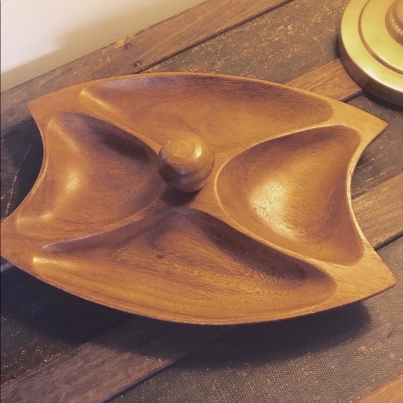 Mid century modern vision wooden divided serving dish - Picture 4 of 4
